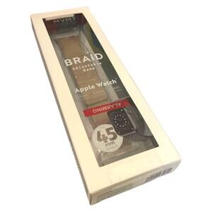 Braid Adjustable Band for Apple Watch 45mm 44mm 42mm Tan Black NIB
